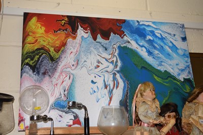 Lot 541 - An abstract print on canvas, unframed