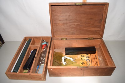 Lot 561 - A wooden box and a quantity of draughtsman...