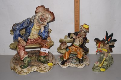 Lot 571 - Two Capodimonte figurines and another (3)