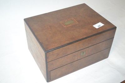 Lot 387 - A late 19th Century walnut veneered sewing box...