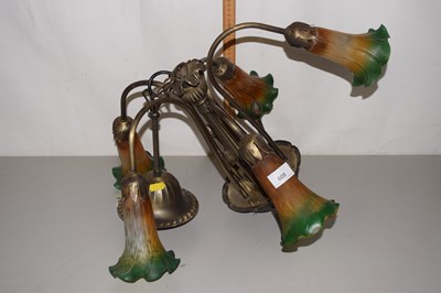 Lot 609 - Five branch green and orange glass shade...