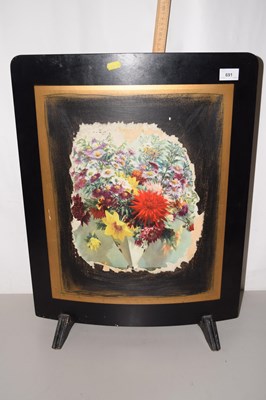 Lot 691 - A floral still life painted fire screen