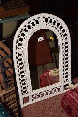 Lot 707 - A wicker/cane hanging bathroom wall mirror