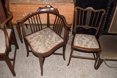 Lot 351 - An Edwardian inlaid corner chair with floral...