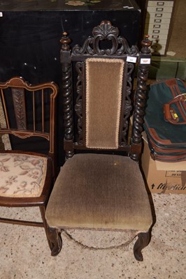 Lot 352 - A late 19th Century oak hall chair with barley...