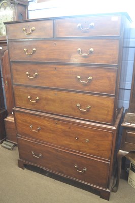 Lot 469 - A Georgian mahogany chest on chest, the top...