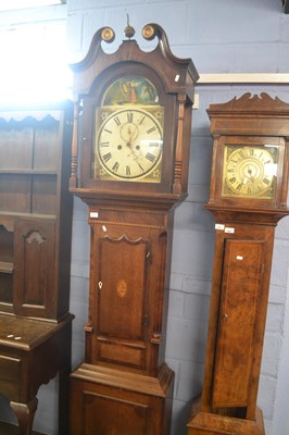 Lot 471 - A 19th Century long case clock, the painted...