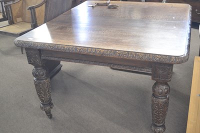 Lot 481 - A Victorian Gothic oak extending dining table...