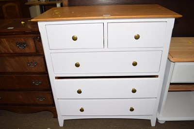Lot 738 - A painted pine chest of drawers with pine top