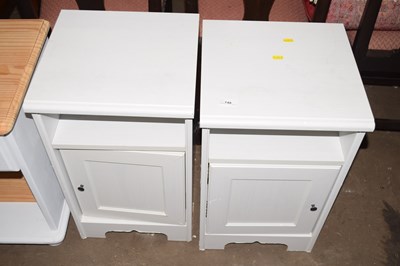Lot 740 - A further pair of white painted bedside tables...