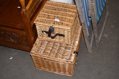 Lot 758 - Two wicker hamper picnic baskets