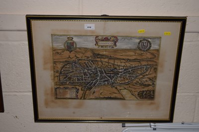 Lot 818 - A framed map of Norwich