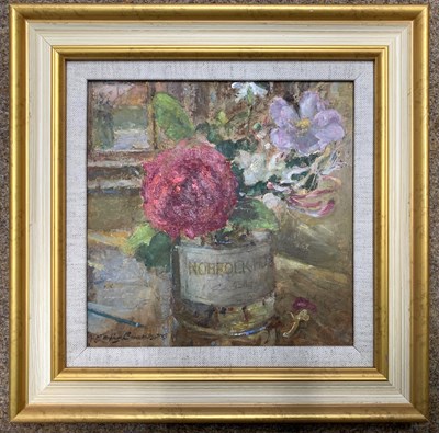 Lot 29 - Geoffrey Burrows (b.1934), "Roses in a Honey...