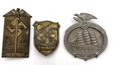 Lot 32 - Three Third Reich political NSDAP badges to...
