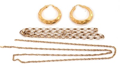 Lot 163 - A group of gold jewellery, to include a pair...