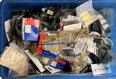Lot 109 - A large box of model railway parts, building...