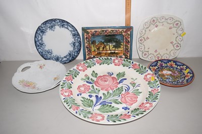 Lot 9 - A large floral decorated charger together with...