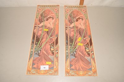 Lot 16 - A pair of reproduction Art Nouveau tile panels