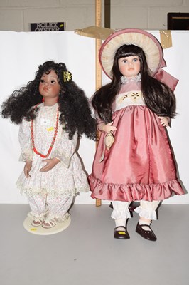 Lot 20 - Two modern porcelain headed collectors dolls