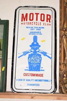 Lot 36 - Reproduction Motorcycle Club metal sign