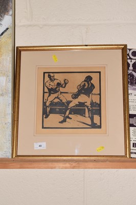 Lot 40 - William Nicholson, monochrome print of boxing
