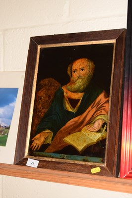 Lot 43 - A 19th century painting on glass St Mark