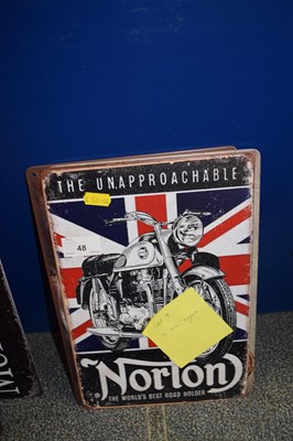 Lot 48 - Three reproduction metal signs Norton and...