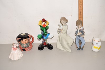 Lot 91 - Mixed Lot: Murano glass clown, Nao figures etc