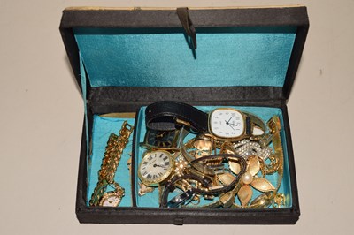 Lot 130 - Box of various watches and costume jewellery etc