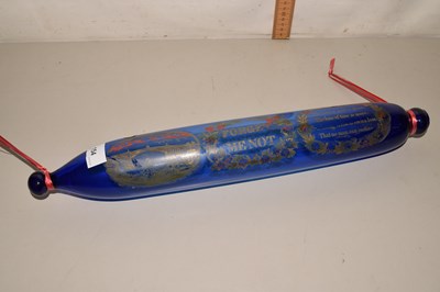 Lot 154 - An 19th Century blue glass rolling pin marked...