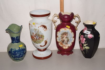 Lot 160 - A late 19th Century opaque glass vase and...