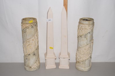 Lot 171 - A pair of 20th Century pottery obelisks and a...