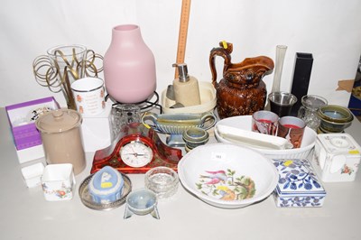 Lot 183 - Large Mixed Lot: Candles, mantel clock, brown...