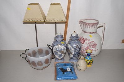 Lot 185 - Pair of table lamps, large wash jug