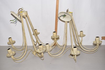 Lot 213 - A pair of modern five branch ceiling light...