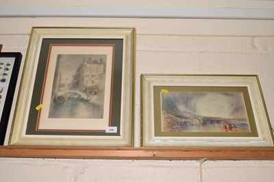 Lot 238 - Two coloured prints after Turner, framed and...
