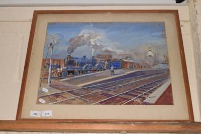 Lot 243 - Leney study of a GER locomotive at platform