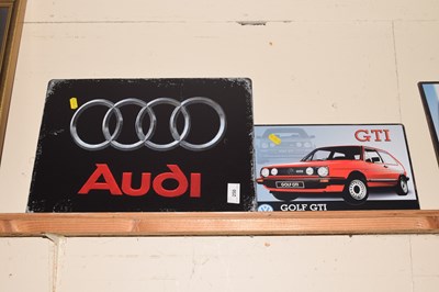 Lot 250 - Two reproduction motoring signs Audi and VW Golf