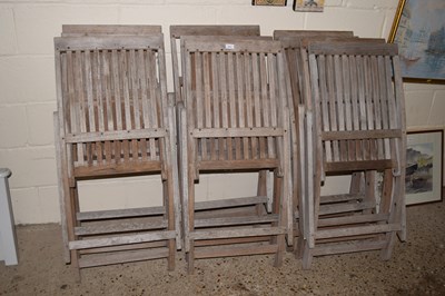 Lot 270 - A set of ten folding hardwood garden chairs