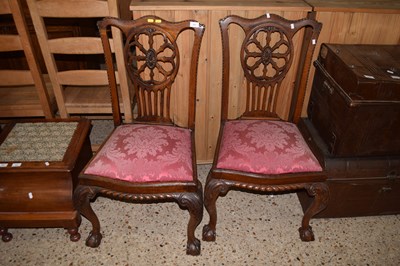 Lot 287 - A pair of Georgian Revival oak dining chairs...