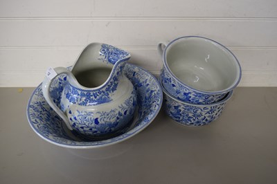 Lot 12 - MINTON BLUE AND WHITE WASH BOWL, JUG AND TWO...