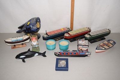 Lot 518 - Mixed lot of model boat, duck, candles etc