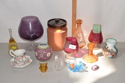 Lot 540 - Terracotta storage jar and assorted glass ware...
