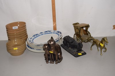 Lot 613 - Mixed lot of brass horse and carriage, model...