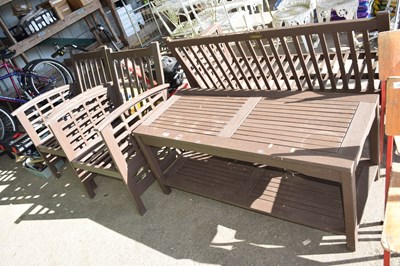 Lot 396 - Two wooden garden chairs together with a...