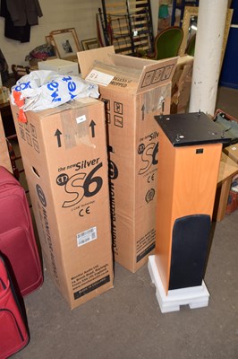 Lot 748 - Pair of speakers and AV cabling