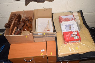 Lot 807 - Mixed Lot: Wooden carvings, watercolours,...