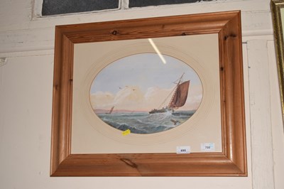 Lot 695 - Sailing boat on water, framed and glazed