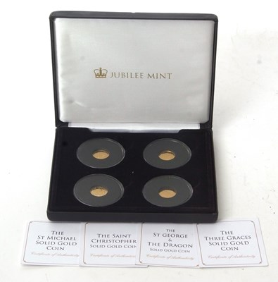 Lot 263 - Four Jubilee Mint 9ct gold 1g coins: St...
