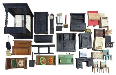 Lot 370 - A collection of various wooden dolls house...
